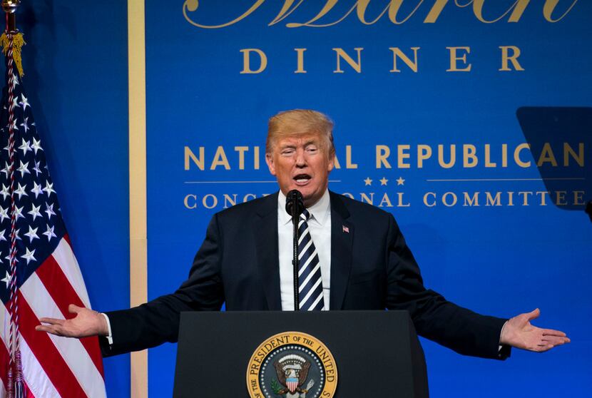 President Donald Trump spoke during the National Republican Congressional Committee's annual...