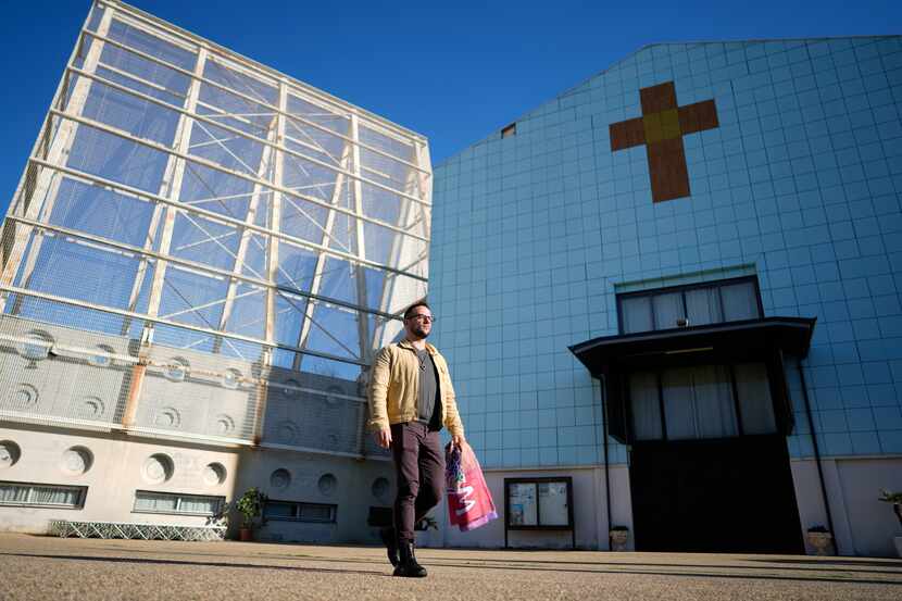 Tiziano Fabi Braga, coordinator of the Mosaiko Christian LGBTQ+ group, walks past the Santa...
