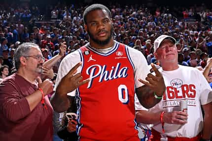 Micah Parsons poses for a photo during the game between the Boston Celtics and the...