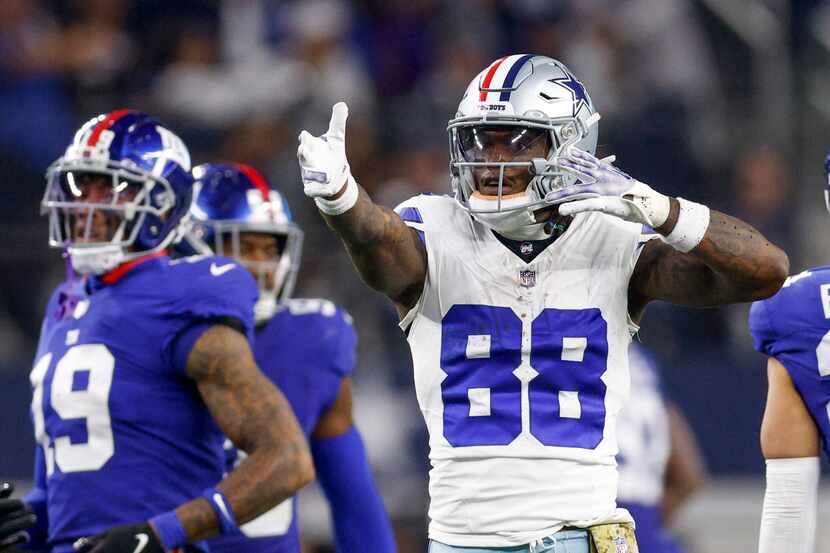 Dallas Cowboys wide receiver CeeDee Lamb (88) celebrates a first down reception during the...