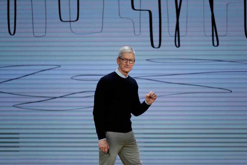 Apple CEO Tim Cook, seen here speaking at a Chicago high school in March, has said that...