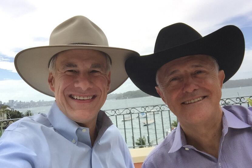 Gov. Greg Abbott in Australia with Prime Minister Malcolm Turnbull