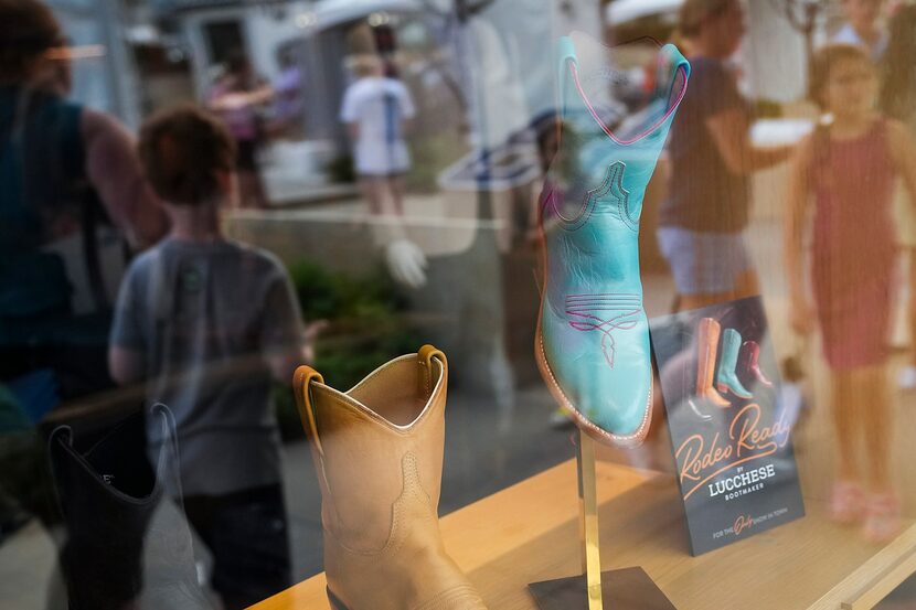 Cowboys boots in the display windows of the Lucchese store during the ACM Country Kickoff...