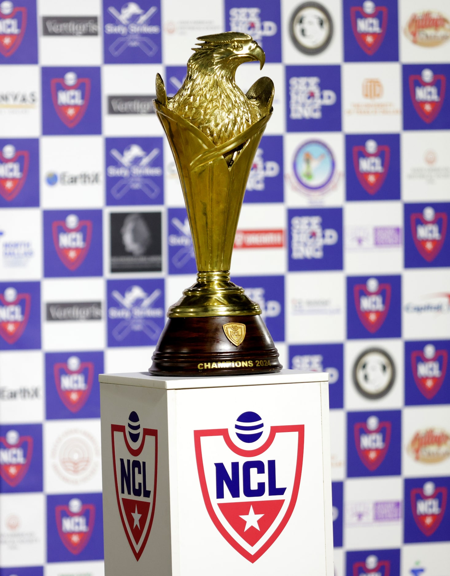 The NCL cricket tournament trophy at the UTD cricket field in Richardson, TX, on Oct 14, 2024.