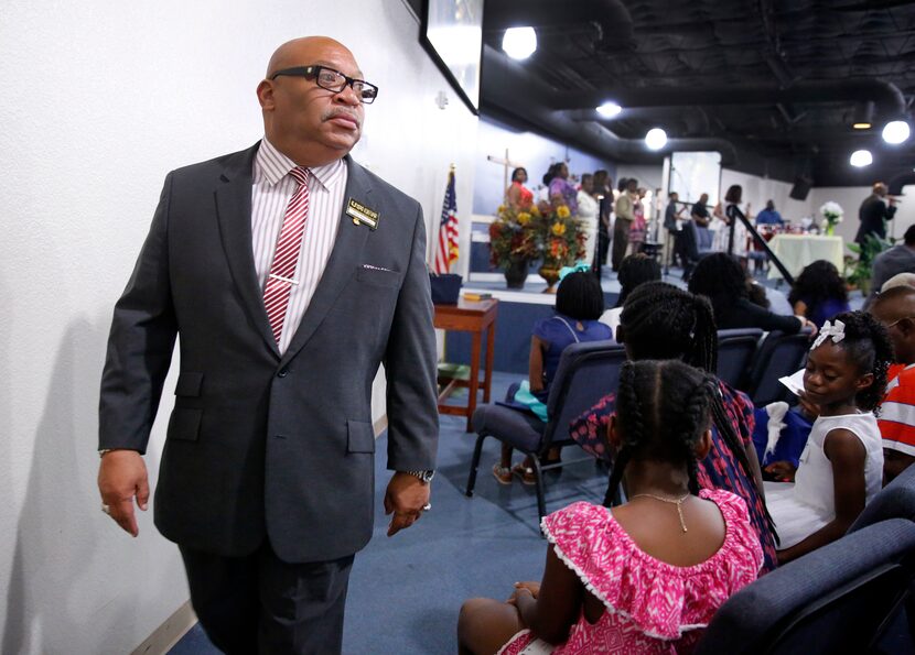 Cornerstone Baptist Church usher Jeffrey Shelton, a Dallas County Sheriff's detention...