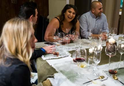 Guests (from left) Lindsey Charnay, Sammy Charnay, Christine Feghali and Eric Carlos chat...