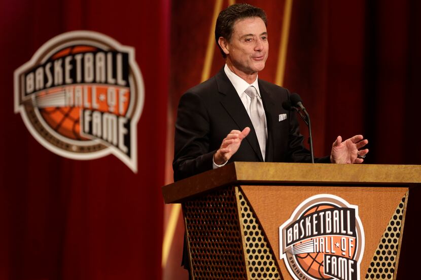 Inductee Rick Pitino speaks during the enshrinement ceremony for the 2013 class of the...