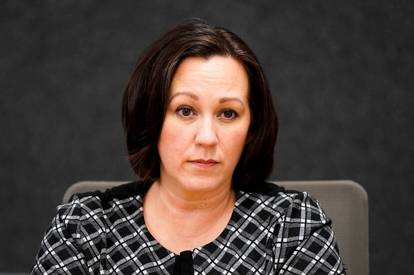 Democratic Senate hopeful MJ Hegar, shown in a meeting with The Dallas Morning News...