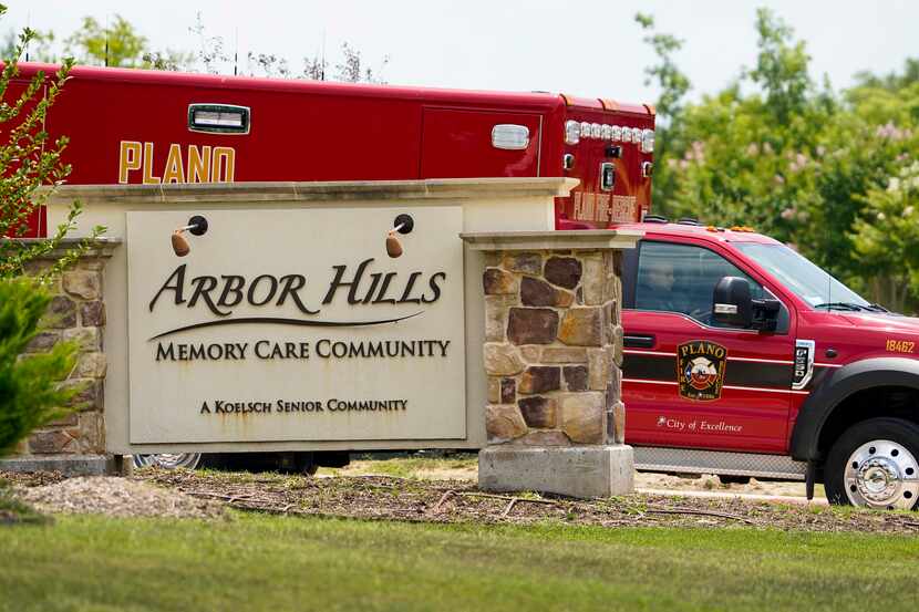 A Plano Fire-Rescue ambulance departs from Arbor Hills Memory Care Community on Monday, June...