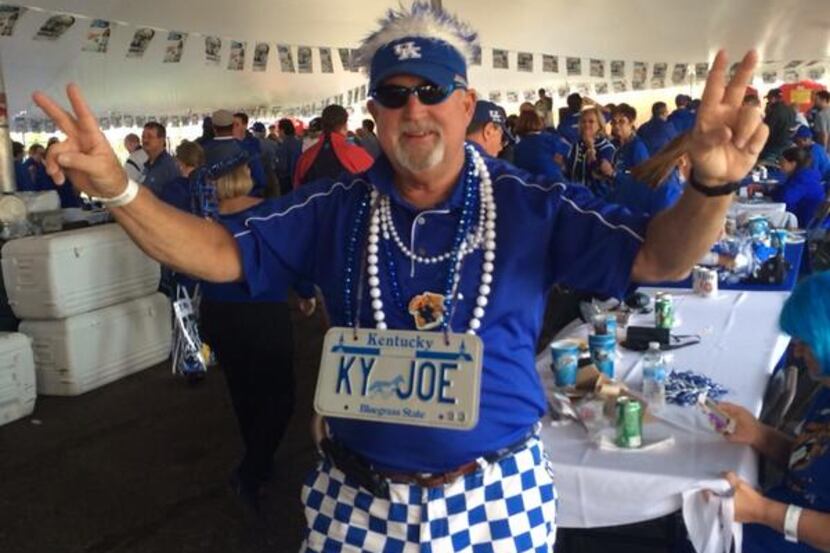 A fan who goes by "Kentucky Joe" wore the same outfit he has worn for UK gams since 1993....