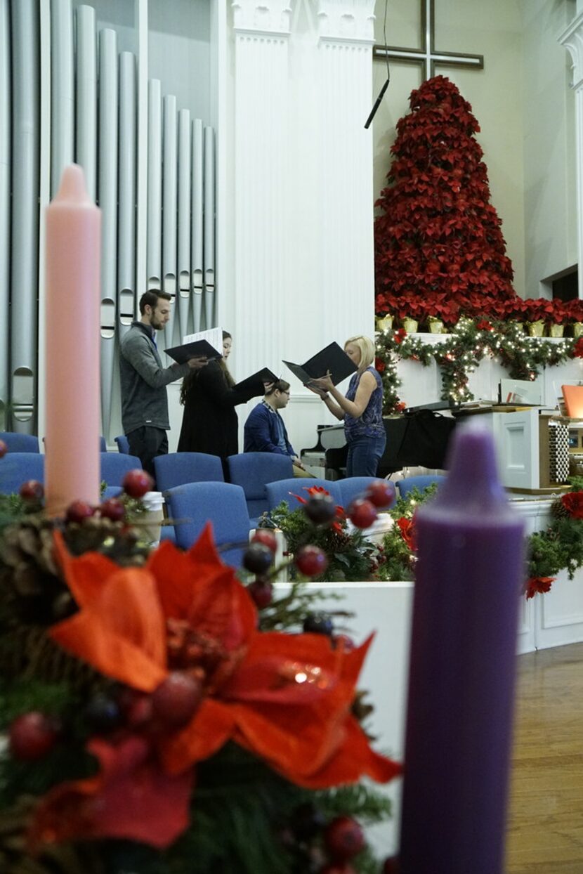 Verdigris rehearses at Royal Lane Baptist Church in Dallas on Dec. 2, 2017.  (Lawrence...