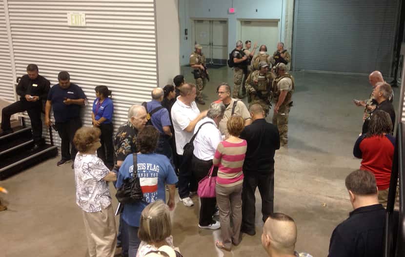 Garland officers kept attendees inside the Curtis Culwell Center after the shooting.
