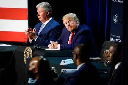 El presidente Donald Trump en una mesa redonda sobre racismo el jueves en la iglesia Gateway...