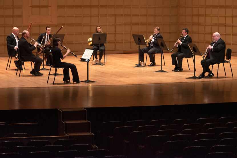 Members of the Dallas Symphony Orchestra perform Mozart Serenade in C minor, K. 388 for wind...