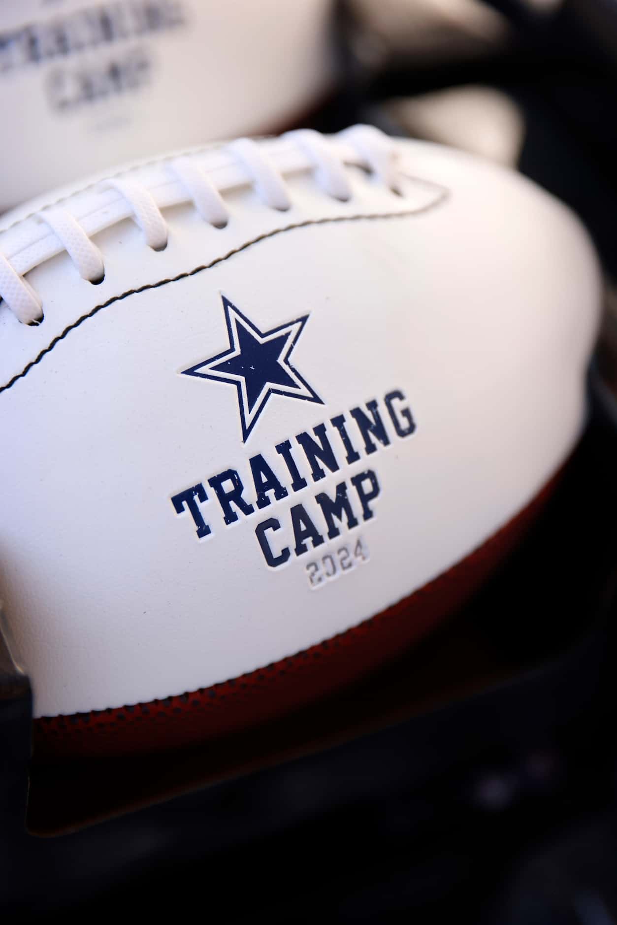 Training camp merchandise is stocked in an onsite store for the Dallas Cowboys camp at...
