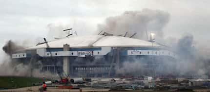 The stadium, which opened in 1971, as it was imploded in April 2010.