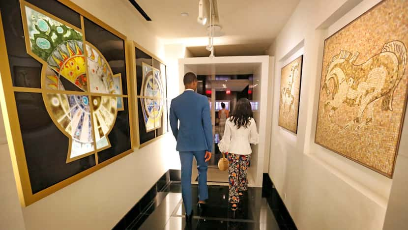 Dallas Mavericks basketball player Harrison Barnes and his wife Brittany are pictured at The...