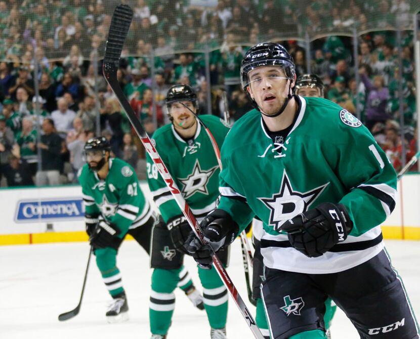 Dallas Stars left wing Curtis McKenzie (11) is pictured after a score during the Chicago...