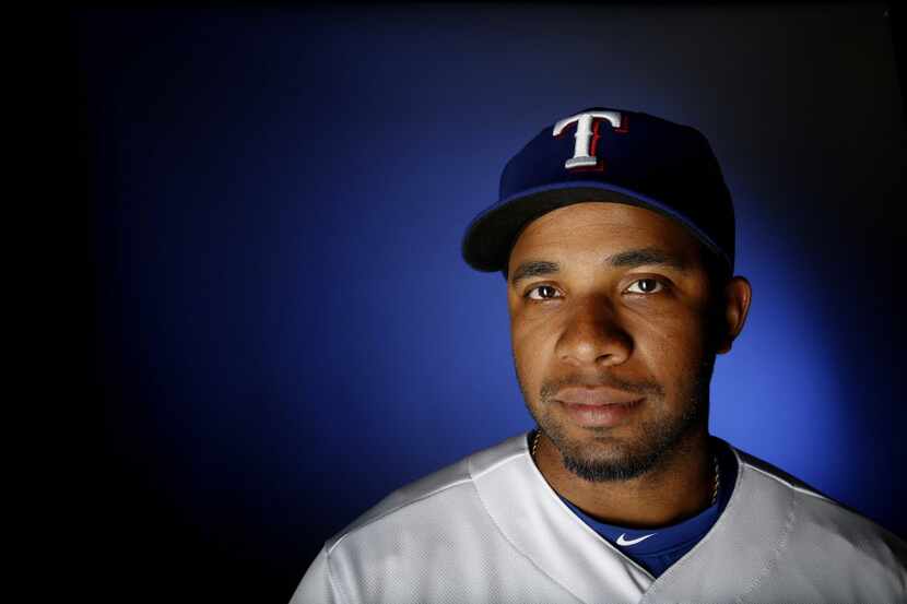 Texas Rangers shortstop Elvis Andrus stands for a portrait during the Rangers media day in...