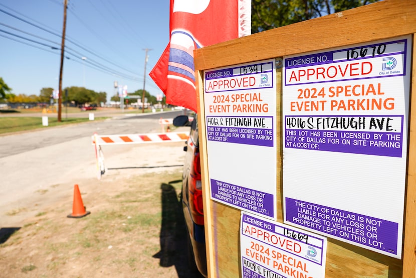 A parking location for the State Fair of Texas along South Fitzhugh Avenue by Fair Park on...