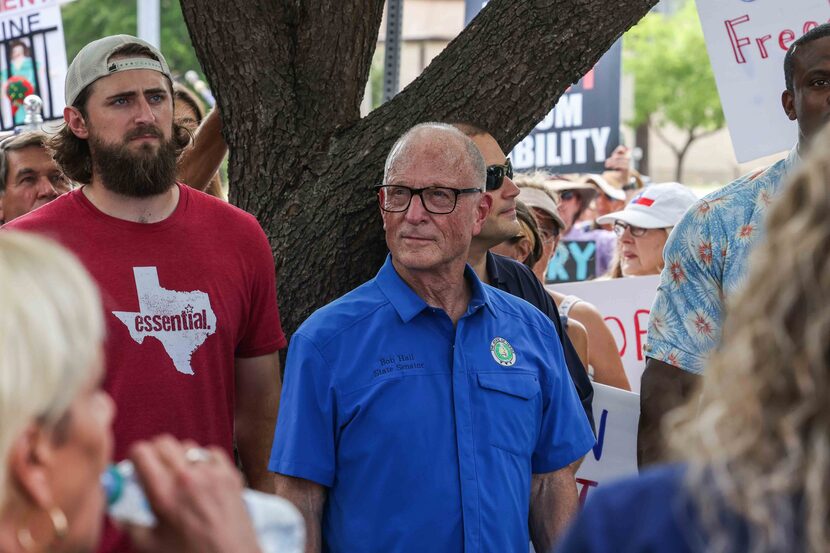 "Individual liberty trumps business rights," said state Sen. Bob Hall (center), R-Edgewood,...