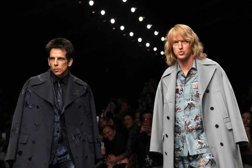 Actors Ben Stiller, left, and Owen Wilson wear creations for Valentino's fall-winter...