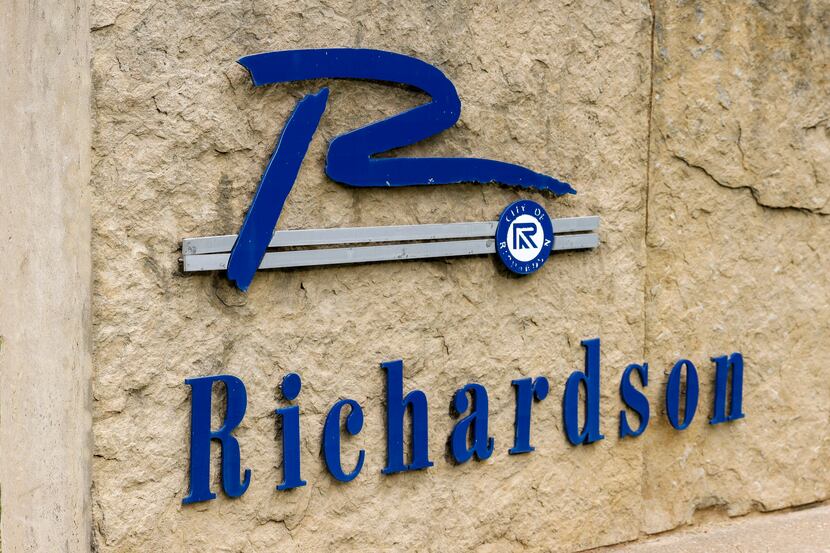 A Richardson city sign outside of Richardson City Hall pictured on Tuesday, Oct. 26, 2021,...