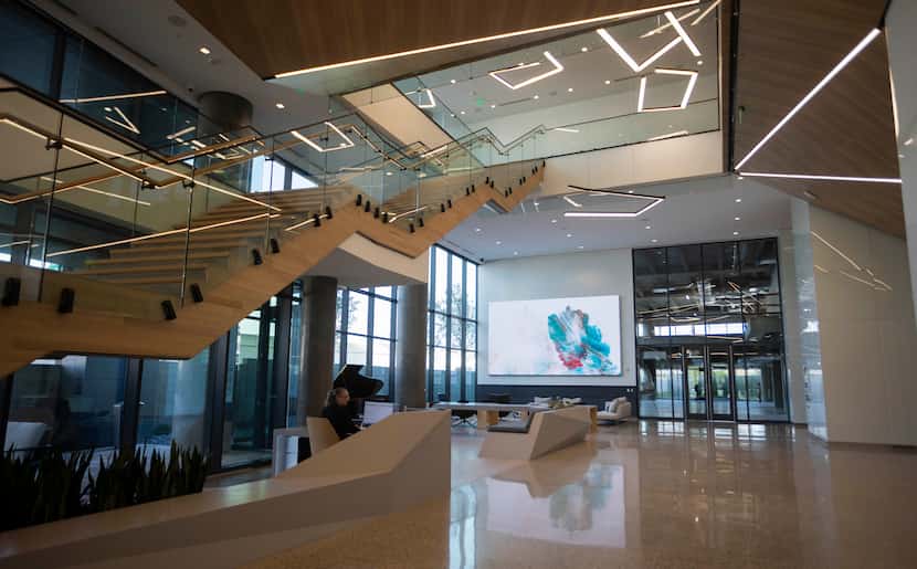 The lobby of the Granite Park 6 tower in Plano. The building is a project of developer...