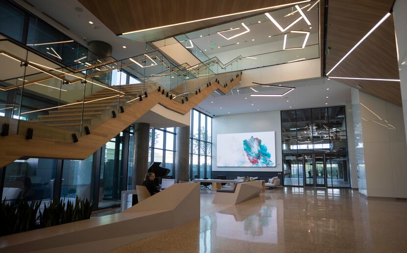 The lobby of the Granite Park 6 tower in Plano. The building is a project of developer...