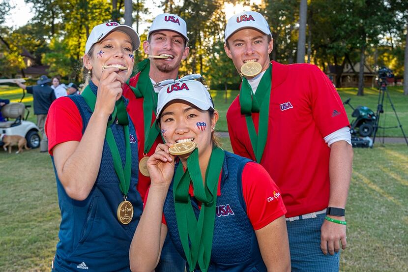 The United States team shows off its gold medals from the The Spirit International Amateur...