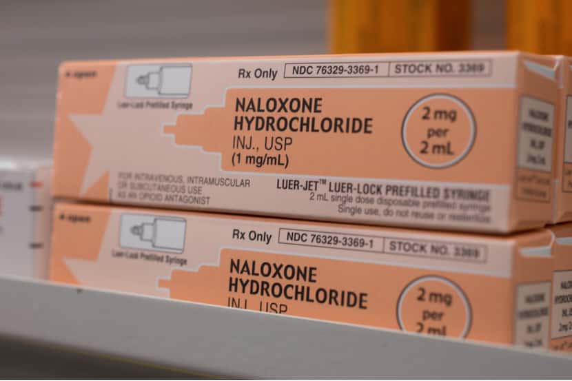 Boxes of naloxone hydrochloride, a drug that reverses the effects of an opioid overdose
