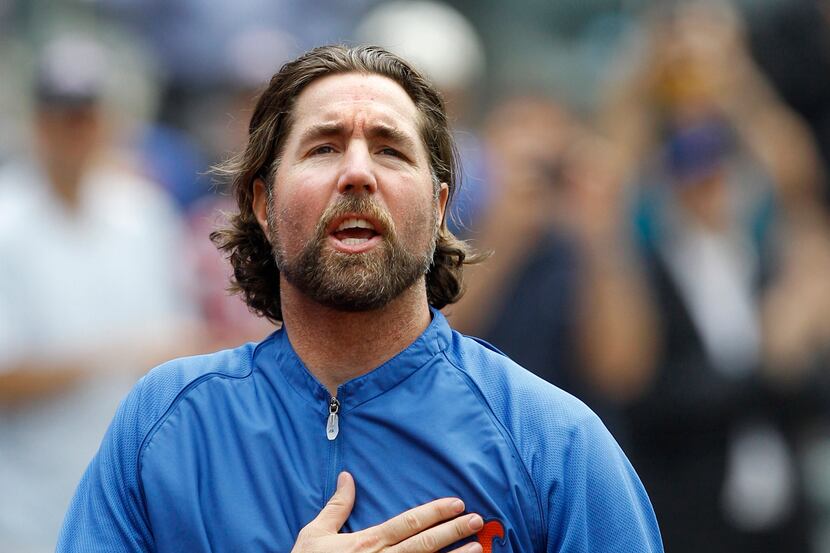 FILE - This Sept. 27, 2012 file photo shows New York Mets starting pitcher R.A. Dickey...