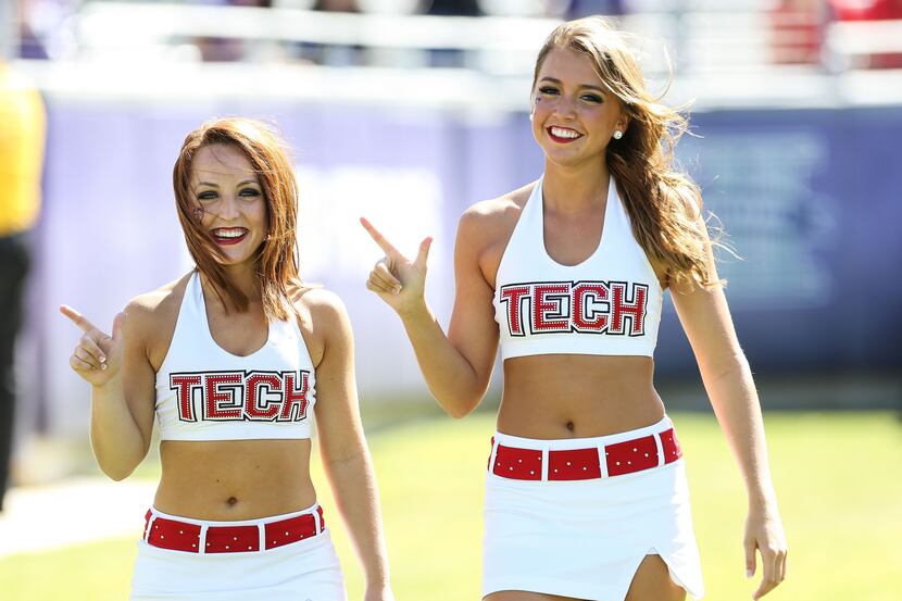 Texas Tech Red Raiders cheerleaders before the game against the TCU Horned Frogs  at Amon G....
