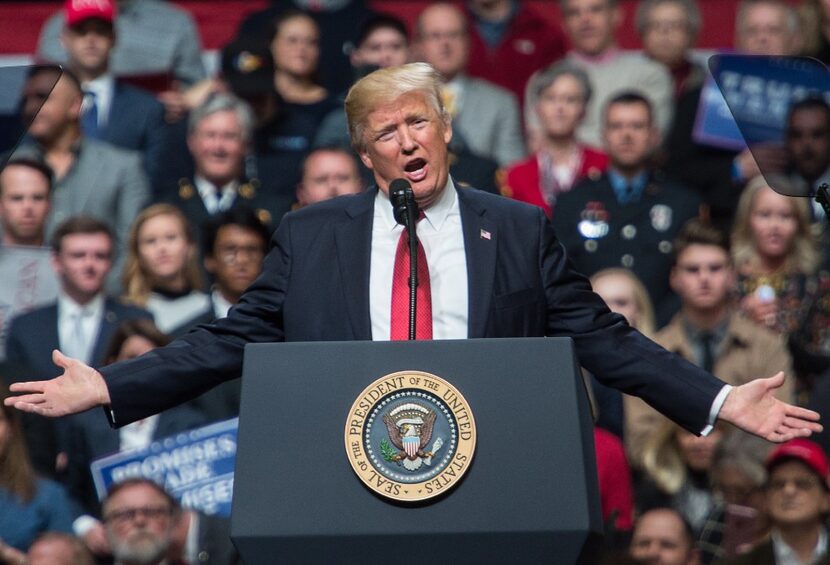 US President Donald Trump speaks during a rally in Nashville, Tennessee on March 15, 2017....