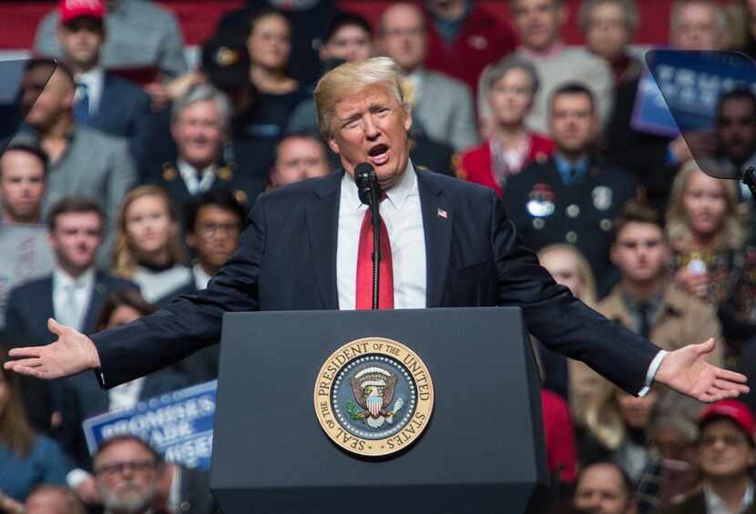 US President Donald Trump speaks during a rally in Nashville, Tennessee on March 15, 2017....
