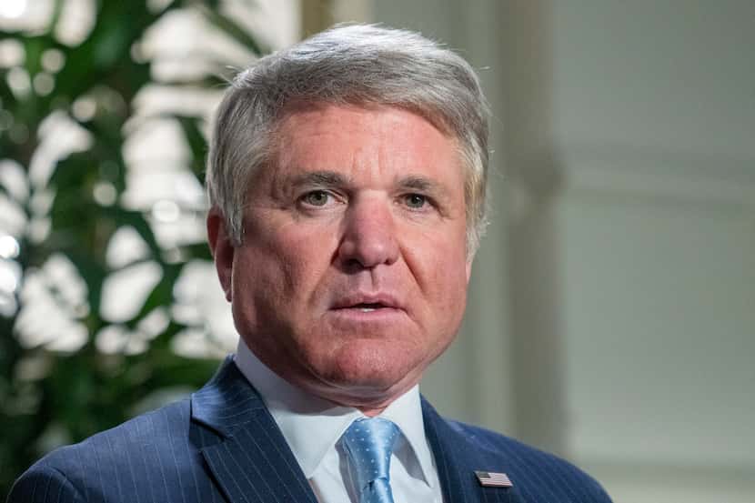 House Foreign Relations Committee Chairman Michael McCaul, of Texas, speaks with reporters...