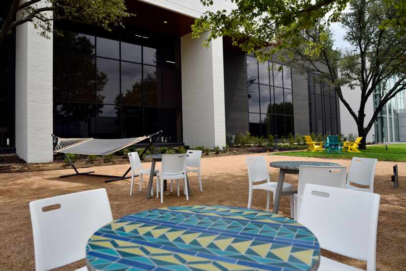 Outdoor spaces on the campus of Legacy Central in Plano are used by tenants in the adjoining...