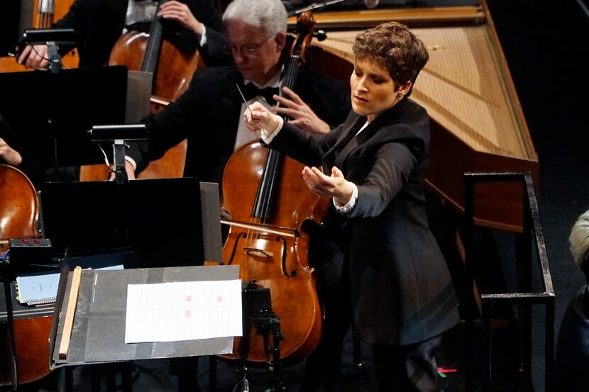 Tamara Dworetz conducts the Dallas Symphony Orchestra during the Hart Institute for Women...