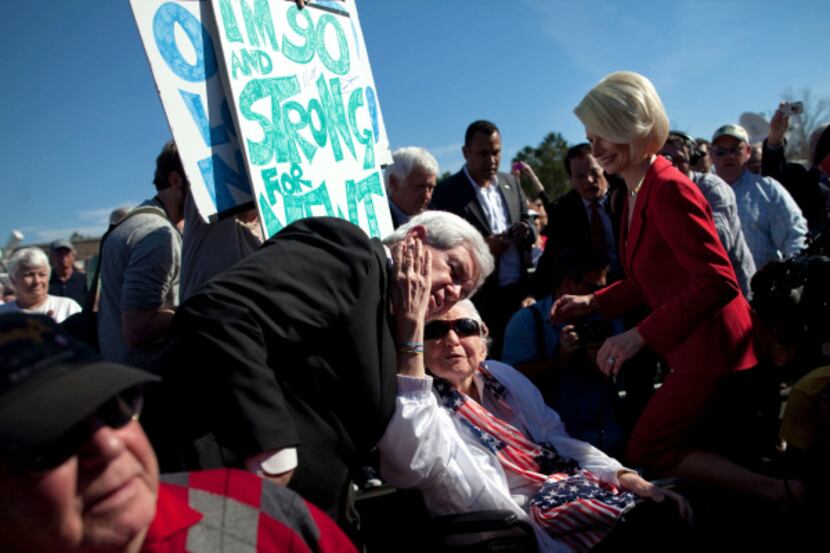 Newt Gingrich got some love from supporter Libby Levinel, 90, Sunday in Florida as he...