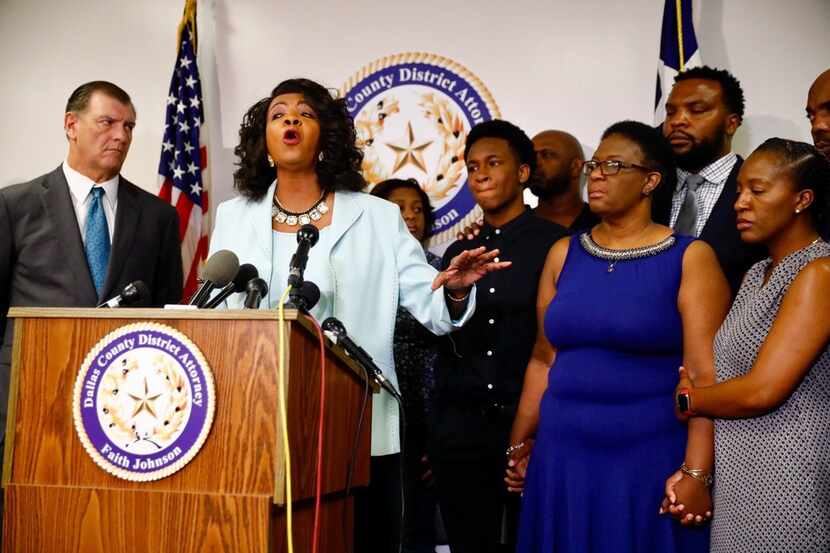 Dallas County district attorney Faith Johnson spoke during a news conference Monday at the...