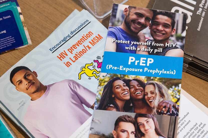Pamphlets about using PrEP (pre-exposure prophylaxis) medication to prevent HIV at Prism...