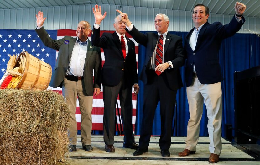 From left: Rep. Steve King, R-Iowa; Sen. Charles Grassley, R-Iowa; Republican vice...