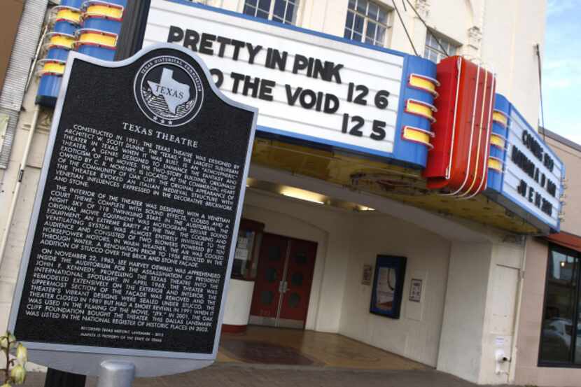 A new historical marker outside the Texas Theatre says that on Nov. 22, 1963, Lee Harvey...