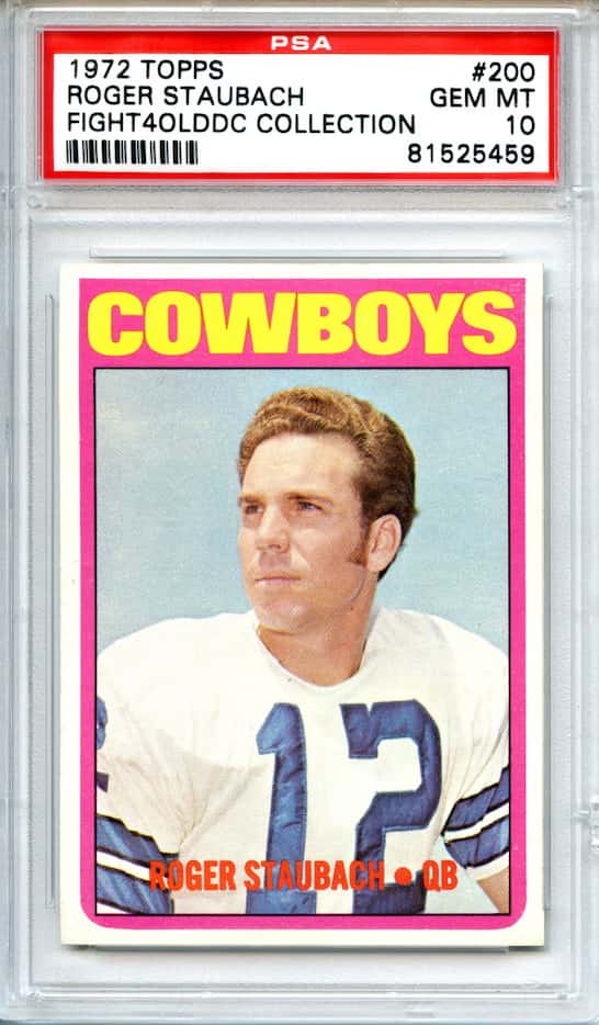 Roger Staubach Topps card 1972  images from the Hunt-Casterline Pro Football Hall of Fame...
