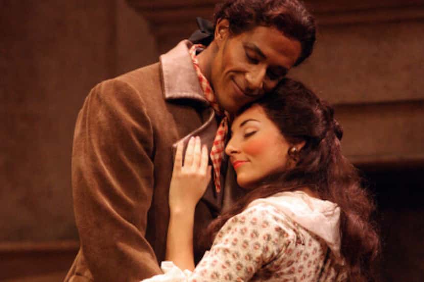 Donovan Singletary (left) as Figaro and Andrea Carroll (right) as his fiance Susanna during...