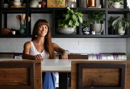 Karla Gallegos photographed at Leela's Wine Bar in Dallas, TX, on Aug. 4, 2021.  (Jason...