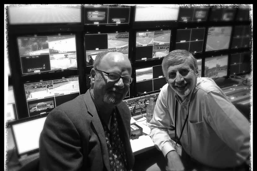 Producer Kurt Deichert (left) and Rangers television broadcast director Dave Burchett (right)