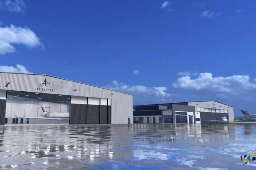 Rendering of a new corporate aviation maintenance facility slated for the southwest side of...