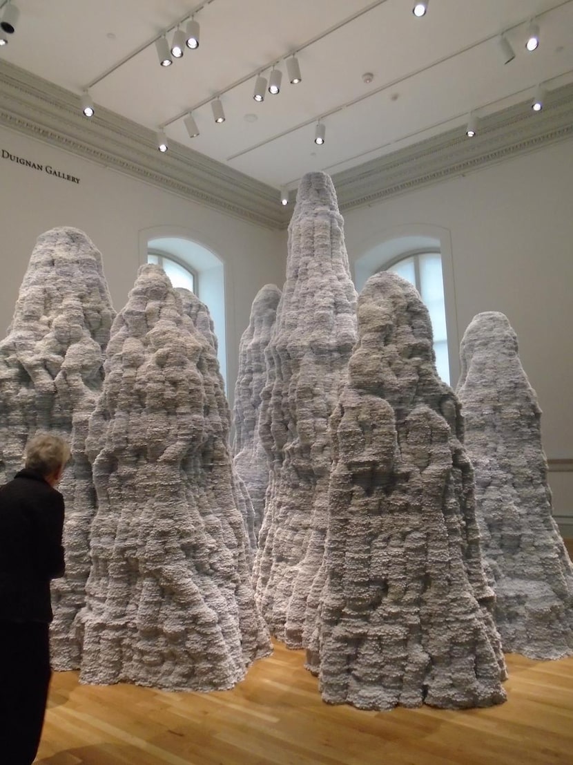 Tara Donovan  created this landscape from millions of old index cards.