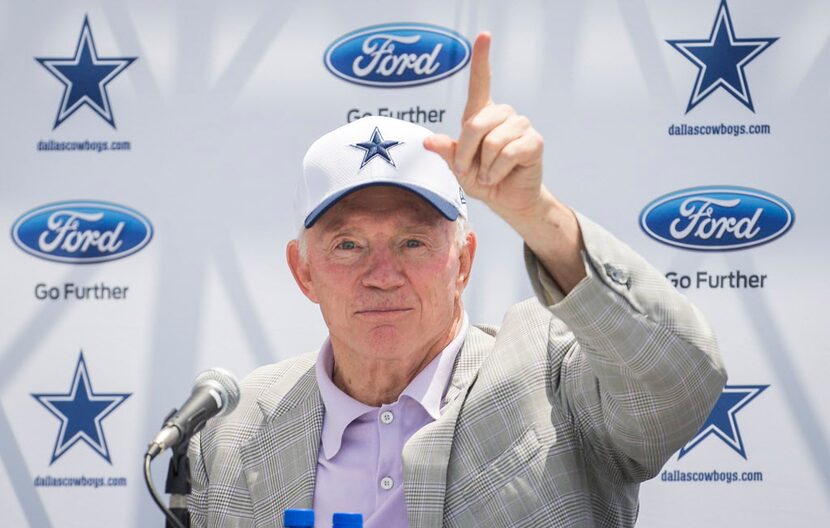 Dallas Cowboys owner Jerry Jones makes a point during the the Cowboys state of the team news...